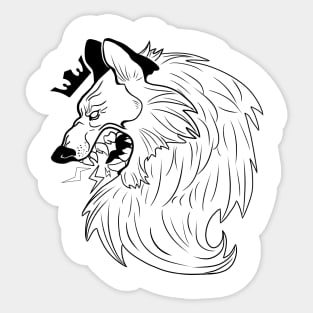 Black Wolfy In Crown Sticker